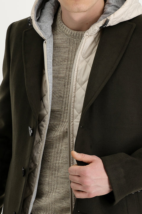 Military Khaki Slim Fit Narrow Cut Vest Coat