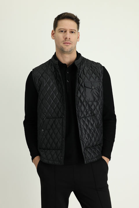 Black Slim Fit Sports Vest