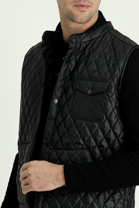 Black Slim Fit Sports Vest