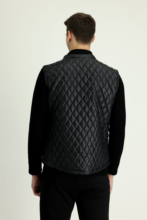 Black Slim Fit Sports Vest