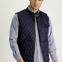 Koyu Lacivert Slim Fit Dar Kesim Kapitone Yelek