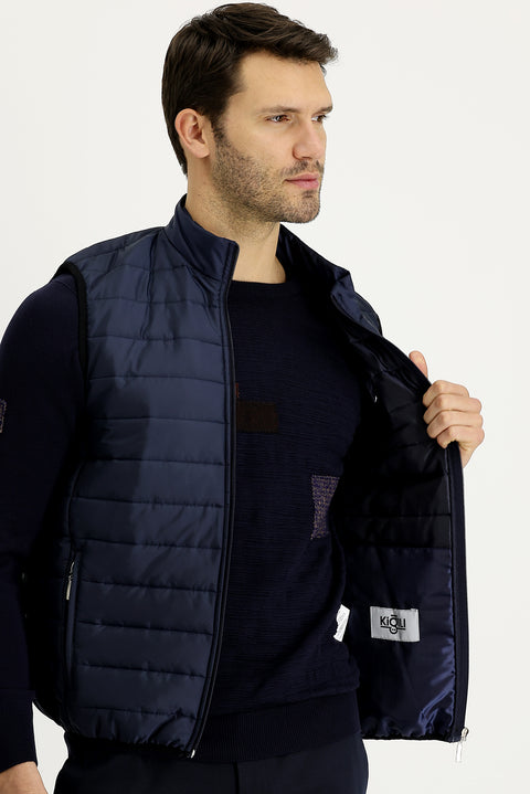 Orta Lacivert Kapitone Spor Yelek