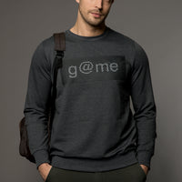 Koyu Antrasit Bisiklet Yaka Slim Fit Dar Kesim Sweatshirt