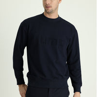 Orta Lacivert Bisiklet Yaka Slim Fit Sweatshirt