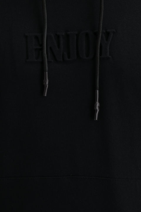 Siyah Kapüşonlu Baskılı Pamuk Sweatshirt