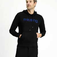 Black Hooded Slim Fit Printed Cotton Sweatshirt