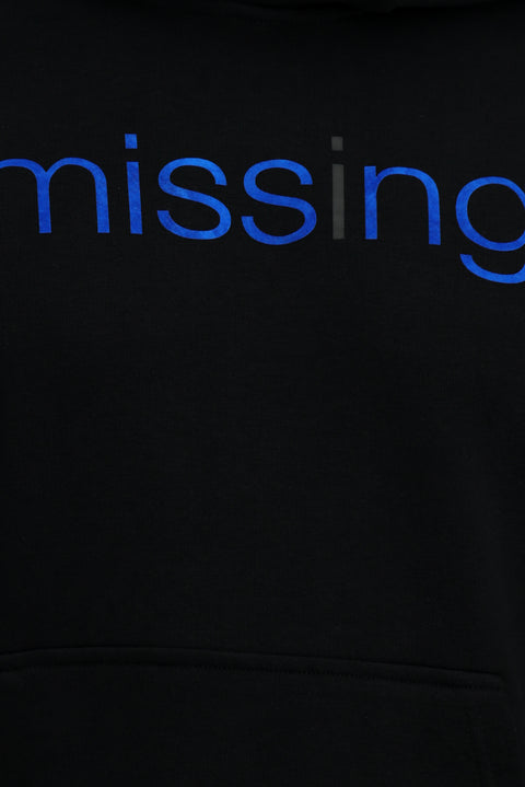 Black Hooded Slim Fit Printed Cotton Sweatshirt