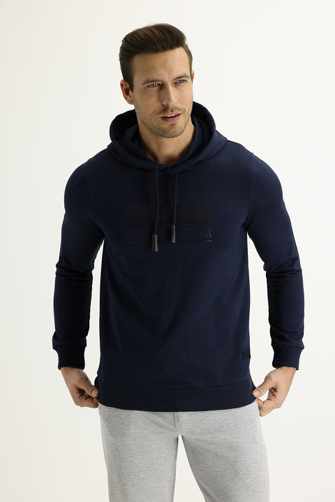 Koyu Lacivert Kapüşonlu Sweatshirt