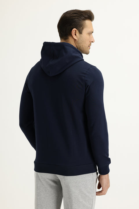 Koyu Lacivert Kapüşonlu Sweatshirt