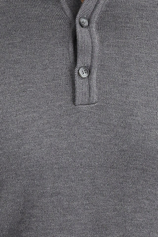  Orta Gri Melanj Polo Yaka Regular Fit Triko Kazak