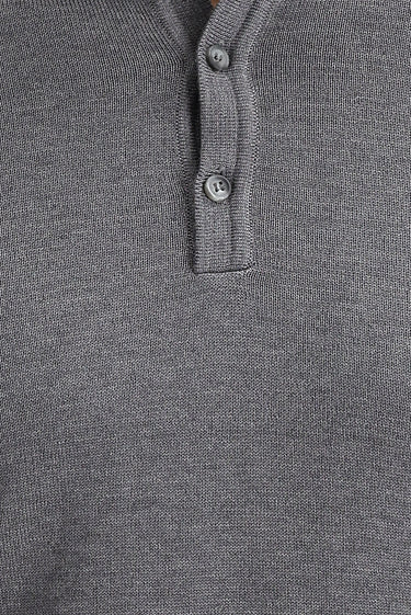 Orta Gri Melanj Polo Yaka Regular Fit Triko Kazak