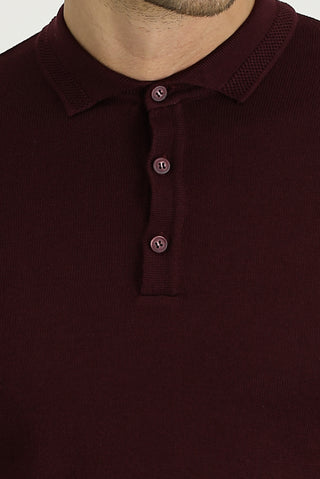  Koyu Bordo Polo Yaka Regular Fit Triko Kazak