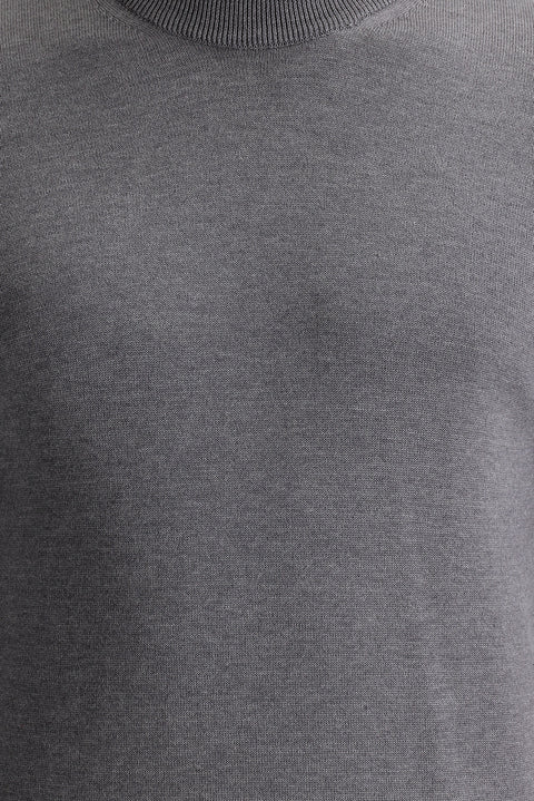 Orta Gri Melanj Yarım Balıkçı Yaka Regular Fit Triko Kazak