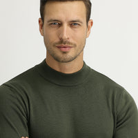 Açık Haki Yarım Balıkçı Yaka Regular Fit Triko Kazak