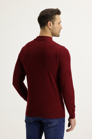  Açık Bordo Yarım Balıkçı Yaka Regular Fit Triko Kazak