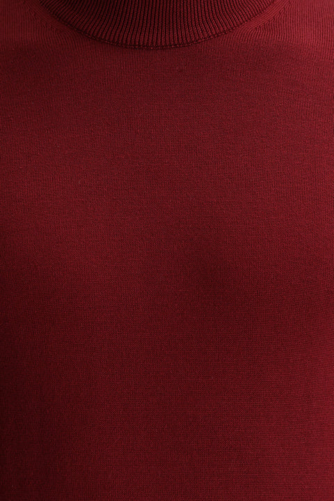 Açık Bordo Yarım Balıkçı Yaka Regular Fit Triko Kazak
