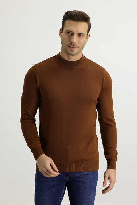 Tarçın  Yarım Balıkçı Yaka Regular Fit Triko Kazak