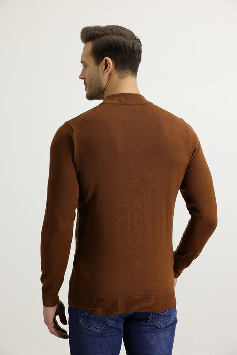 Tarçın  Yarım Balıkçı Yaka Regular Fit Triko Kazak