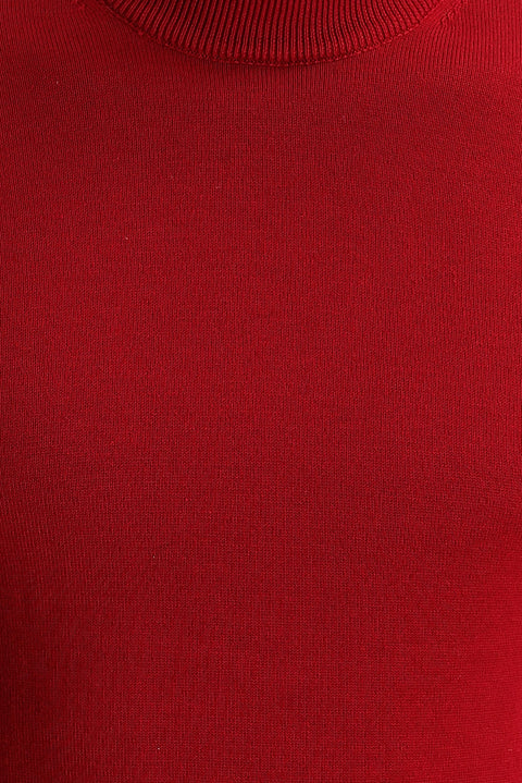 Bayrak Kırmızı Yarım Balıkçı Yaka Regular Fit Triko Kazak