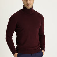 Koyu Bordo Balıkçı Yaka Regular Fit Triko Kazak