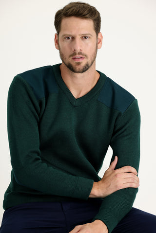  Koyu Yeşil V Yaka Super Slim Fit Ekstra Dar Kesim Çelik Örgü Triko Kazak