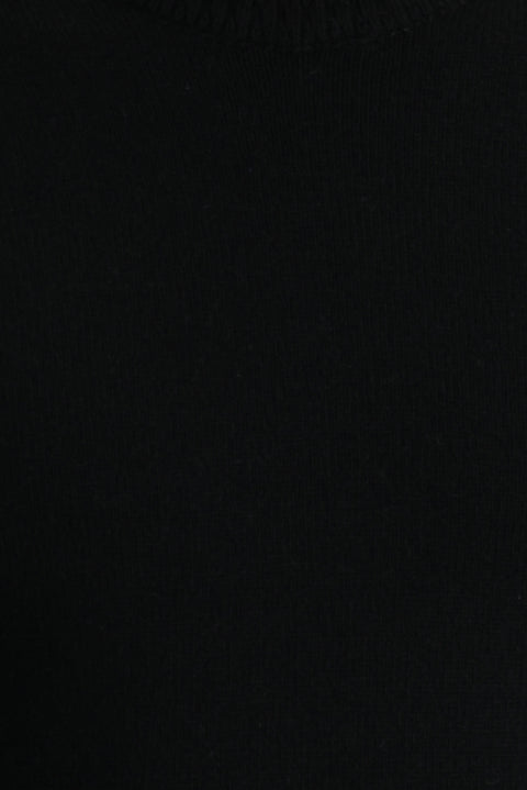 Siyah Bisiklet Yaka Slim Fit Dar Kesim Yünlü Triko Kazak