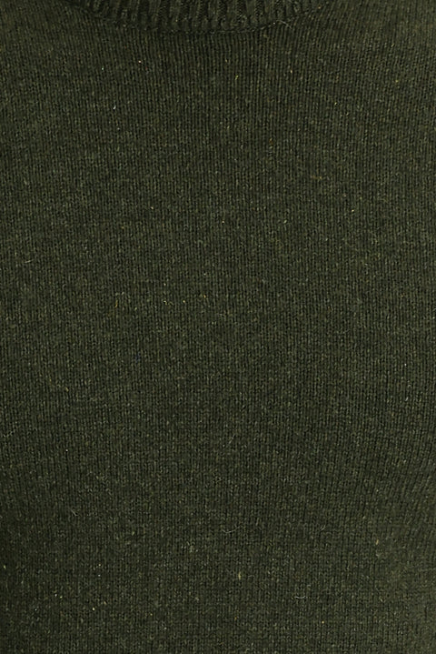 Orta Haki Bisiklet Yaka Slim Fit Dar Kesim Yünlü Triko Kazak