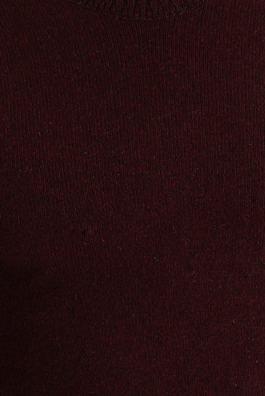 Şarap Bordo Bisiklet Yaka Slim Fit Dar Kesim Yünlü Triko Kazak