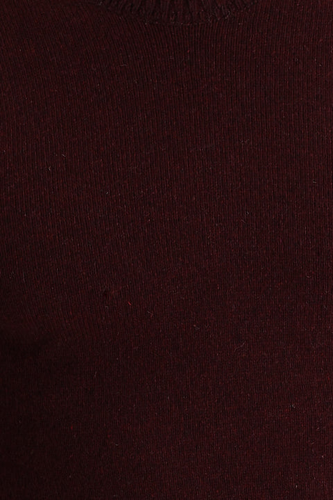 Şarap Bordo Bisiklet Yaka Slim Fit Dar Kesim Yünlü Triko Kazak