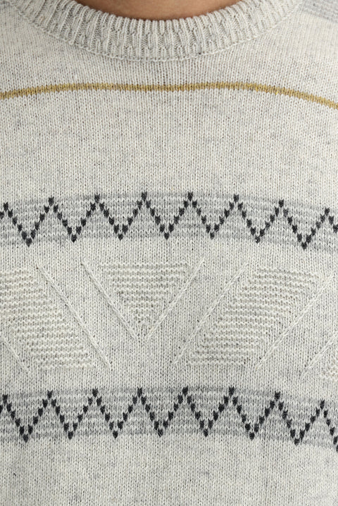 Açık Gri Bisiklet Yaka Regular Fit Yünlü Triko Kazak