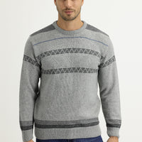 Orta Gri Bisiklet Yaka Regular Fit Yünlü Triko Kazak