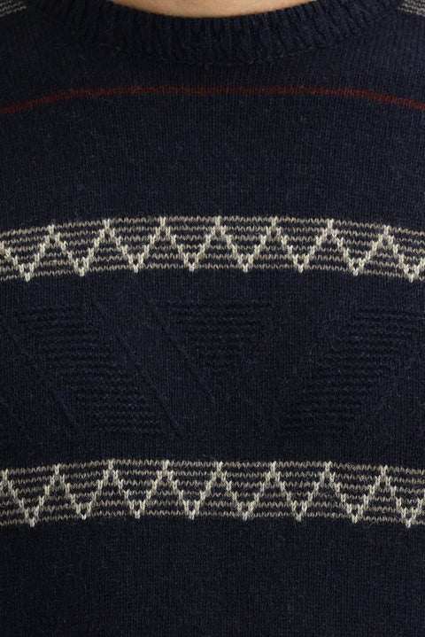 Orta Lacivert Bisiklet Yaka Regular Fit Yünlü Triko Kazak