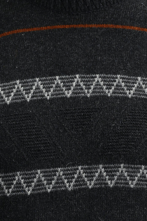 Orta Antrasit Bisiklet Yaka Regular Fit Yünlü Triko Kazak