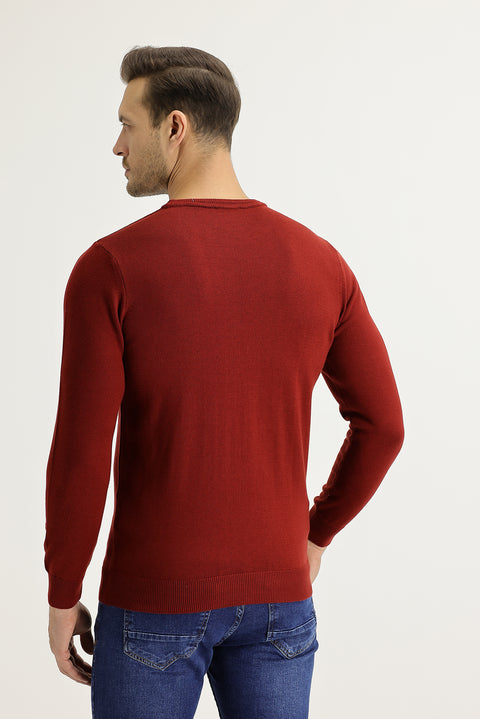 Kiremit Bisiklet Yaka Regular Fit Triko Kazak