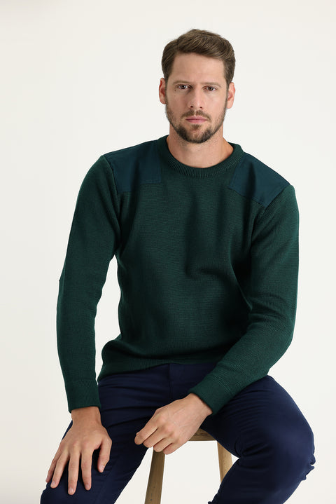 Koyu Yeşil Bisiklet Yaka Super Slim Fit Ekstra Dar Kesim Çelik Örgü Triko Kazak