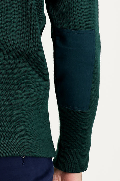 Dark Green Crew Neck Super Slim Fit Extra Narrow Cut Steel Knit Sweater