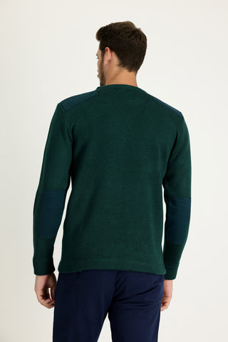  Koyu Yeşil Bisiklet Yaka Super Slim Fit Ekstra Dar Kesim Çelik Örgü Triko Kazak