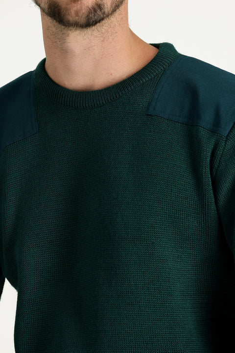 Koyu Yeşil Bisiklet Yaka Super Slim Fit Ekstra Dar Kesim Çelik Örgü Triko Kazak