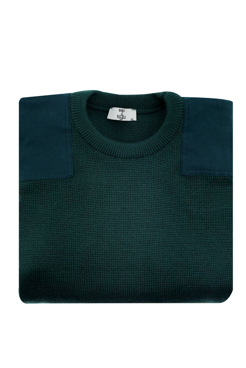 Koyu Yeşil Bisiklet Yaka Super Slim Fit Ekstra Dar Kesim Çelik Örgü Triko Kazak