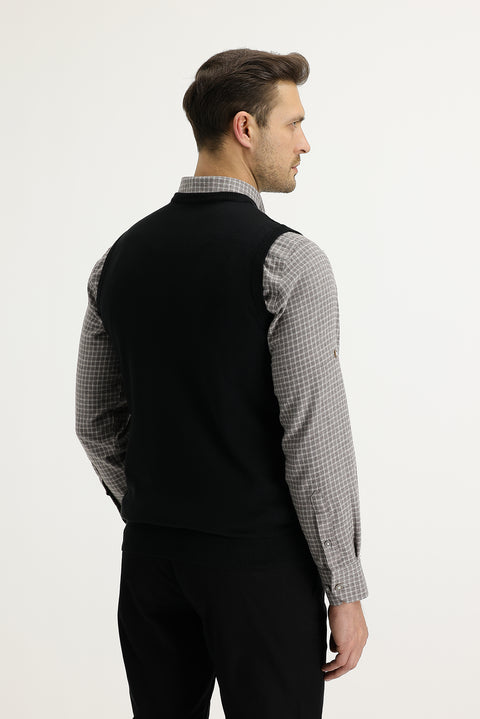 Siyah V Yaka Triko Süveter