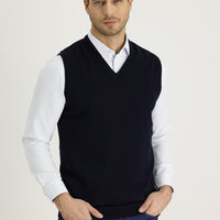 Koyu Lacivert V Yaka Triko Süveter