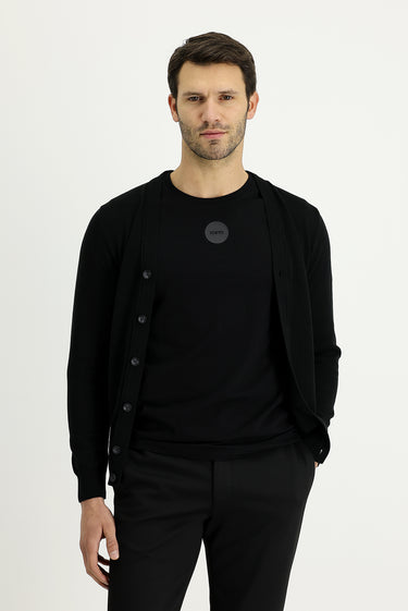 Siyah Regular Fit Triko Hırka