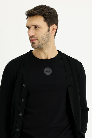 Siyah Regular Fit Triko Hırka
