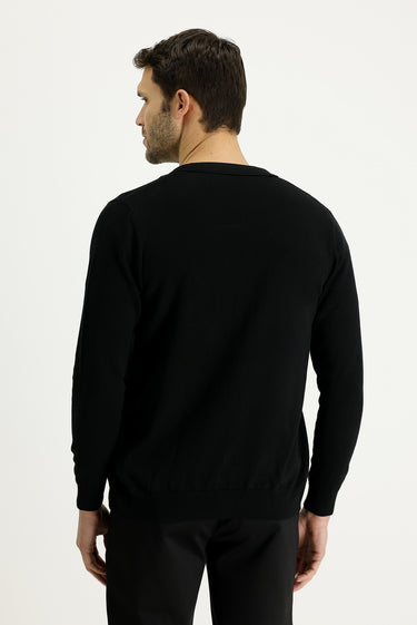 Siyah Regular Fit Triko Hırka