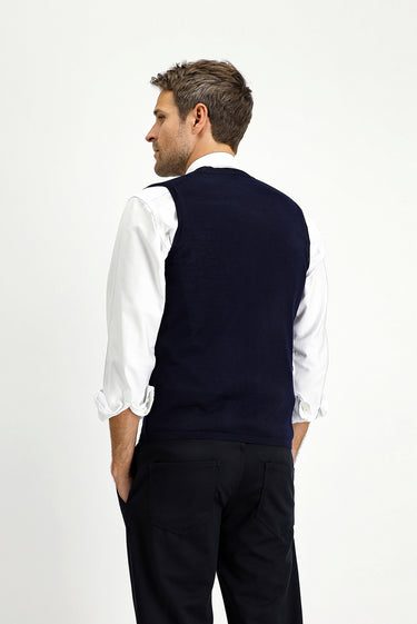  Koyu Lacivert Slim Fit Dar Kesim Yünlü Triko Yelek