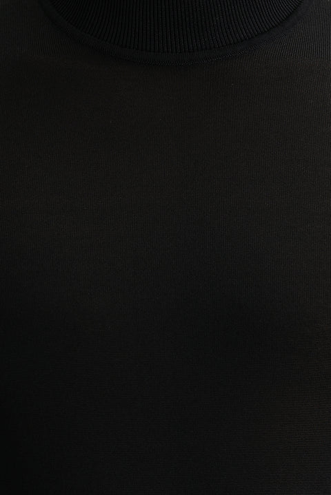 Siyah Yarım Balıkçı Yaka Slim Fit Dar Kesim Triko Kazak