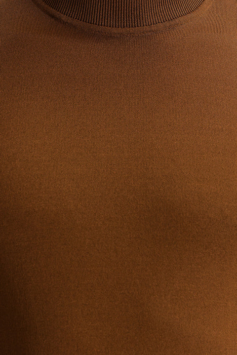 Tarçın  Yarım Balıkçı Yaka Slim Fit Dar Kesim Triko Kazak