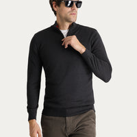 Koyu Antrasit Bato Yaka Slim Fit Triko Kazak