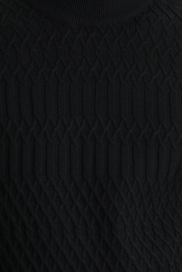 Siyah Yarım Balıkçı Yaka Regular Fit Desenli Triko Kazak