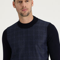 Orta Lacivert Yarım Balıkçı Yaka Regular Fit Desenli Triko Kazak